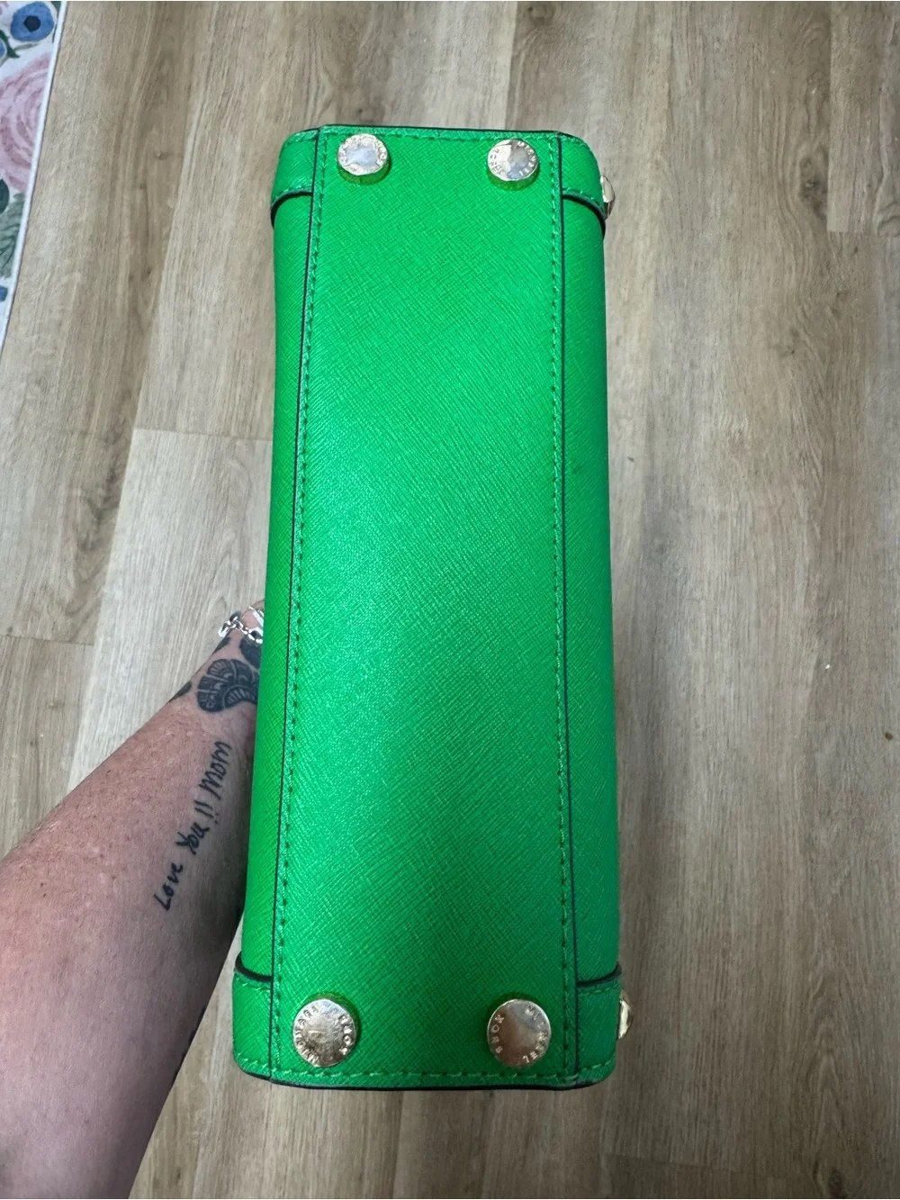 Michael Kors Kelly Green Studded Satchel